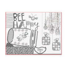 Bee Happy Colouring Postcard