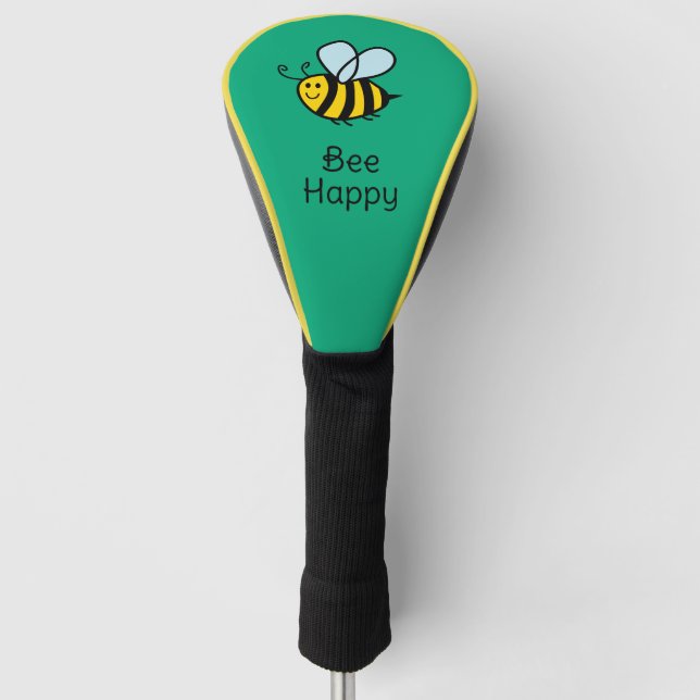 Bee Happy custom golf driver head cover (Front)