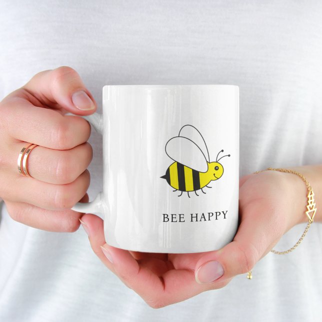 BEE HAPPY Cute Bumble Bee Coffee Mug (Creator Uploaded)
