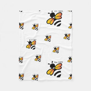Bee Happy – Cute Bumble Bee Repeat Pattern Fleece Blanket