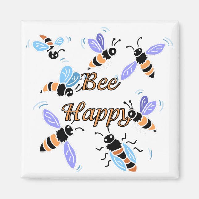 Bee Happy Cute Bumble Bee Tees and Gifts Magnet (Front)