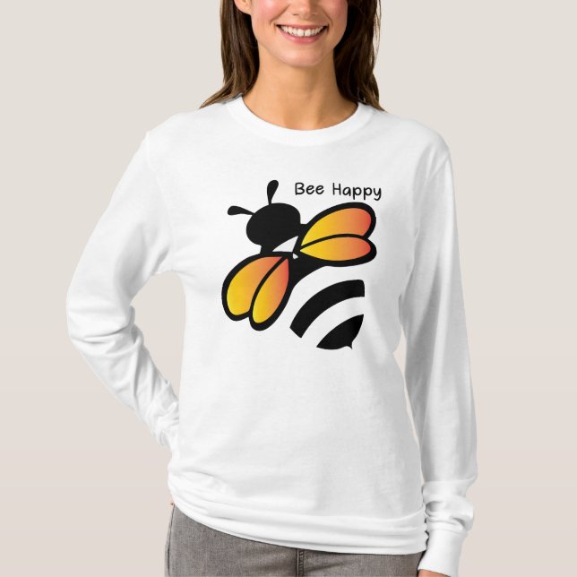 Bee Happy – Cute Gradient Bee Design T-Shirt (Front)