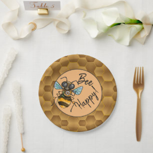 Bee Happy! Cute Honey Bee Paper Plate