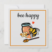 Bee happy cute yellow bees word art