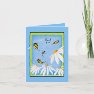 Bee Happy Daisies Thank You Note  Card