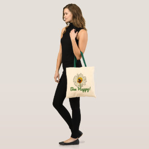 Bee Happy – Eco-Friendly with Motivational Design Tote Bag