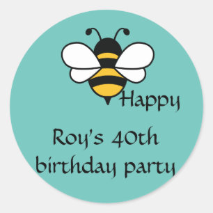 Bee Happy editable text Classic Round Sticker
