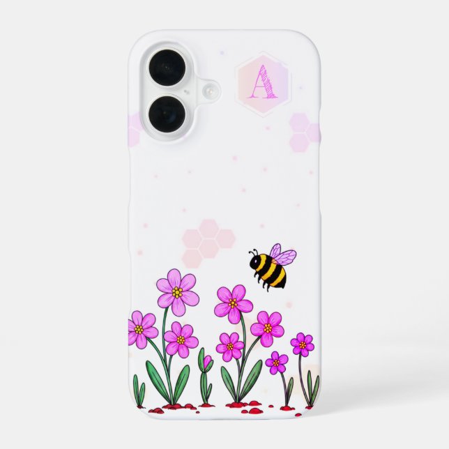 Bee Happy Garden iPhone 16 Case (Back)