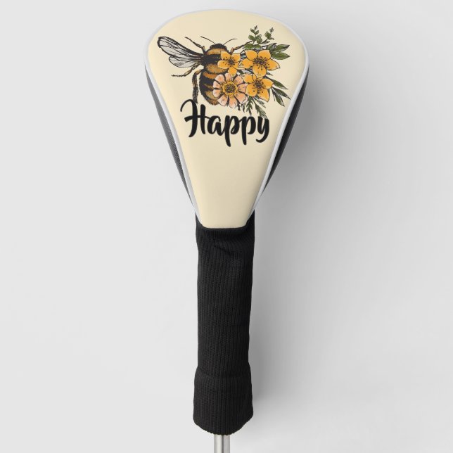 Bee Happy Golf Head Cover (Front)