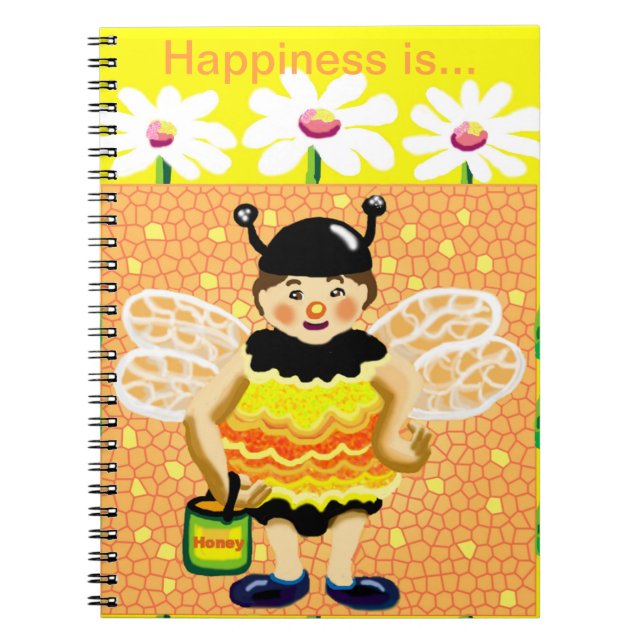 bee happy happiness diary notebook (Front)