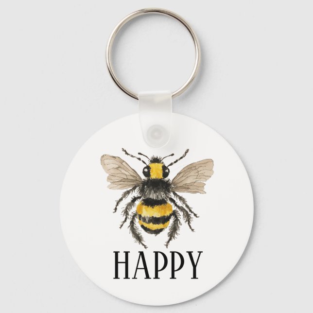 Bee Happy Honey Bee Keychain (Front)