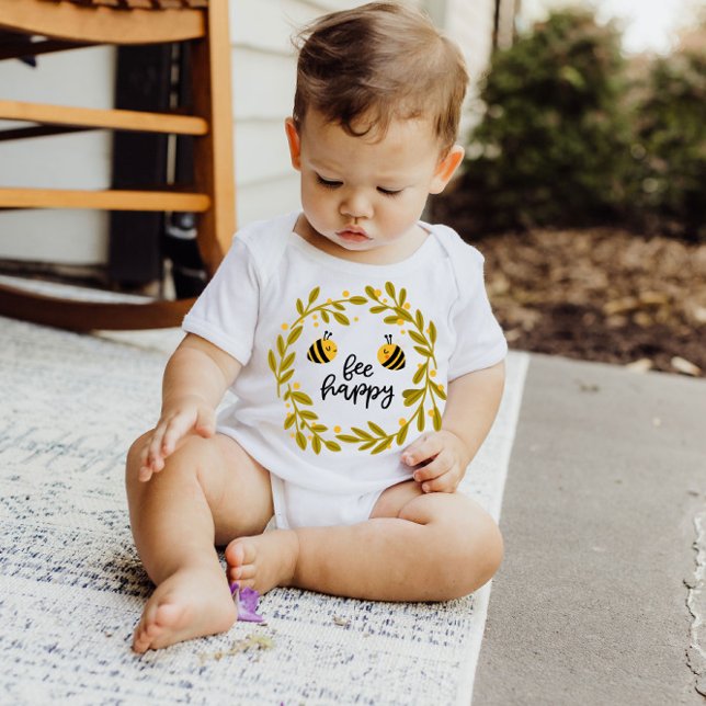 Bee Happy Honey Bee Yellow Stars | Baby Bodysuit (Creator Uploaded)