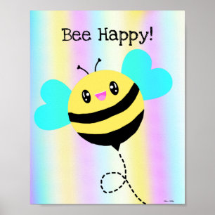 Bee Happy! Kawaii Poster