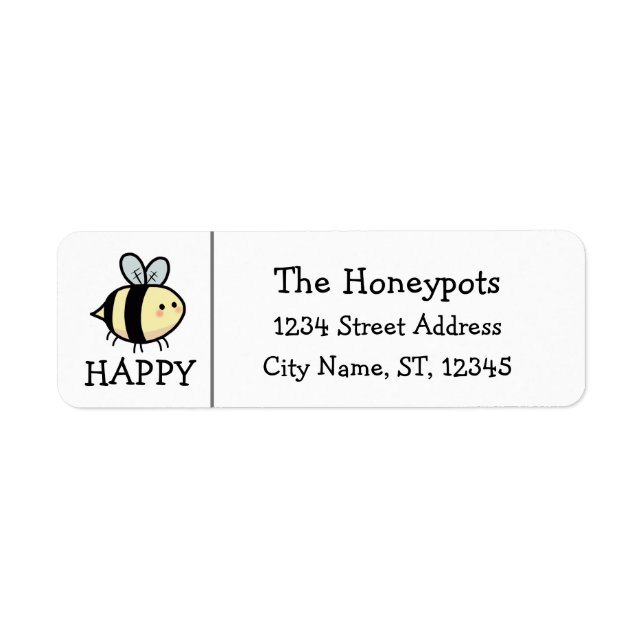 Bee Happy  Label Return Address Label (Front)