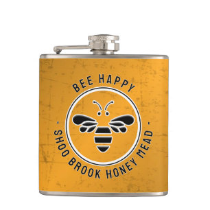 BEE HAPPY ME Distressed Copper Beekeeper Flask