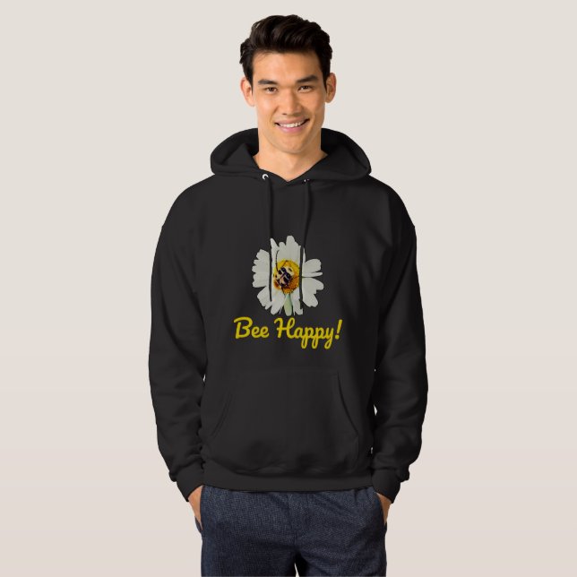 Bee Happy - Motivational Nature-Inspired Design Hoodie (Front Full)