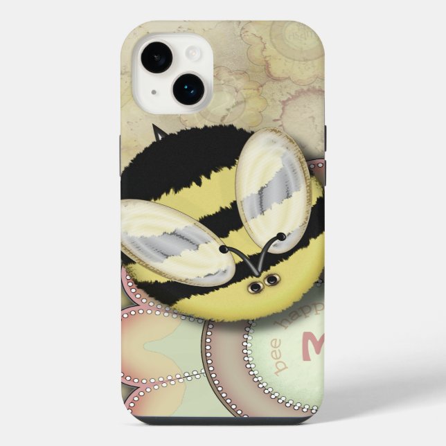 Bee Happy Personalised Monogram iPhone Case (Back)