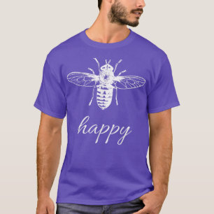 Bee Happy Playful Vintage Graphic Tee Design 