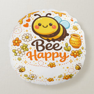 Bee Happy Round Cushion
