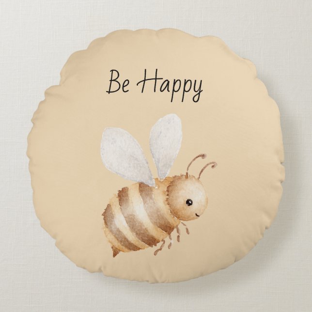 Bee Happy Round Cushion (Front)
