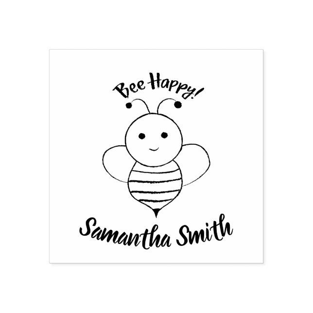 Bee Happy Rubber Stamp (Imprint)