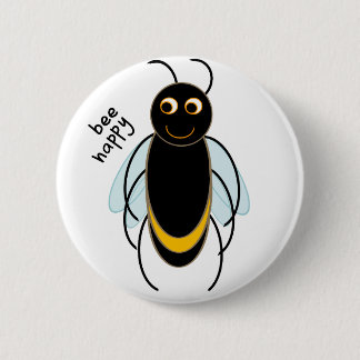 Bee Happy - Smiling Bee 6 Cm Round Badge