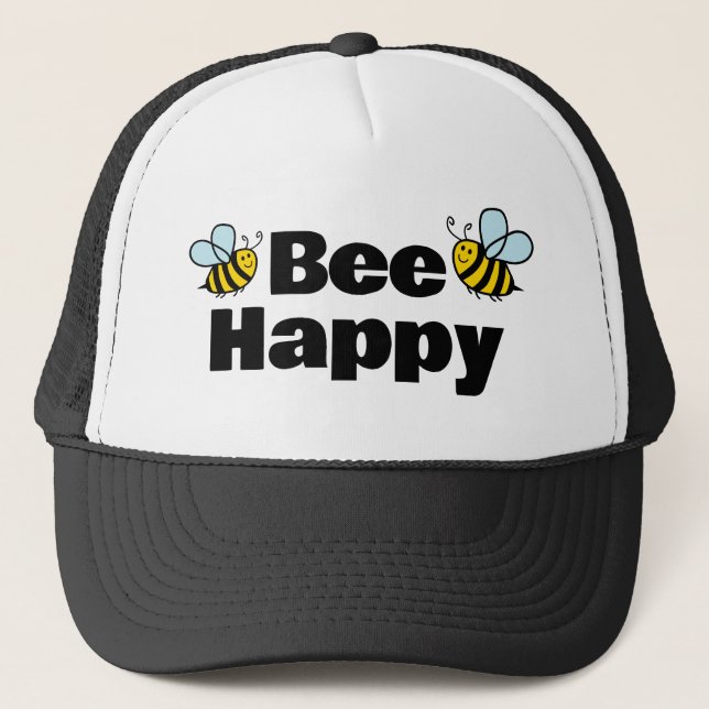 Bee Happy trucker hat for beekeeper (Front)