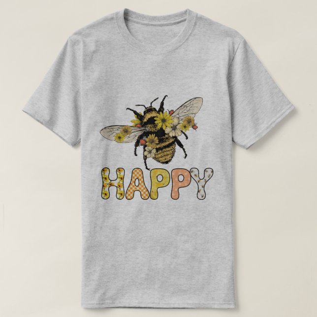 Bee Happy Vintage Sublimation T-Shirt (Design Front)