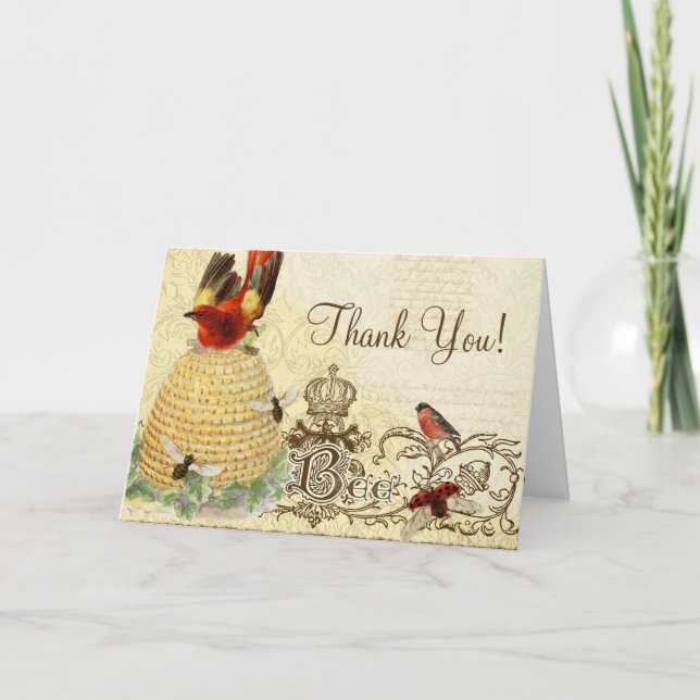 Bee Happy Vintage - Thank You Note Cards (Front)
