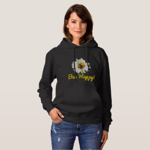 Bee Happy – Yellow Text and Cheerful Design Hoodie