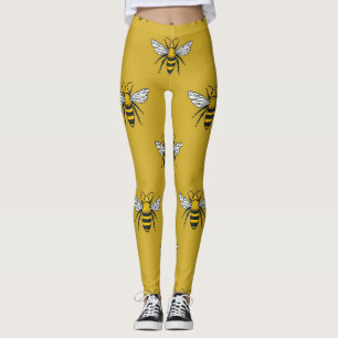 Bee Haven: Vintage Yellow Pattern Leggings