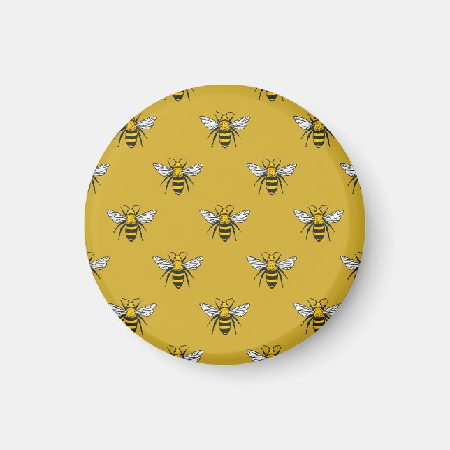 Bee Haven: Vintage Yellow Pattern Magnet (Front)