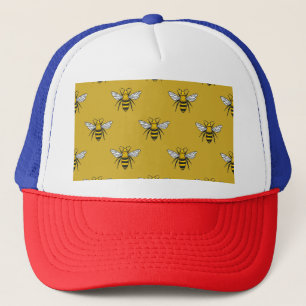Bee Haven: Vintage Yellow Pattern Trucker Hat