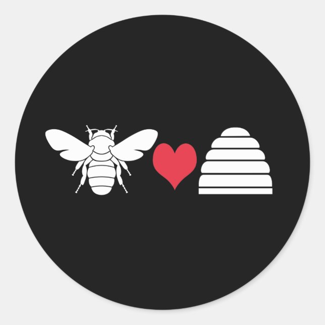 Bee Heart Hive Classic Round Sticker (Front)