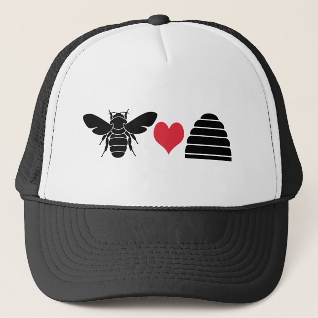 Bee Heart Hive Trucker Hat (Front)