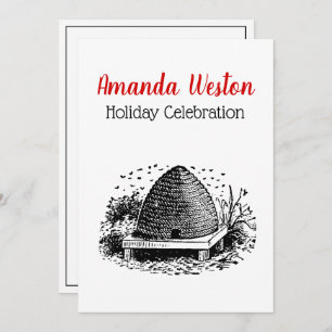 Bee Hive and Bees #1 Heraldic Vintage Invitation