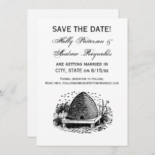 Bee Hive and Bees #1 Heraldic Vintage Invitation