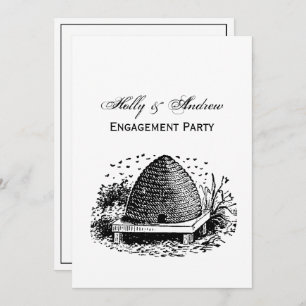 Bee Hive and Bees #1 Heraldic Vintage Invitation