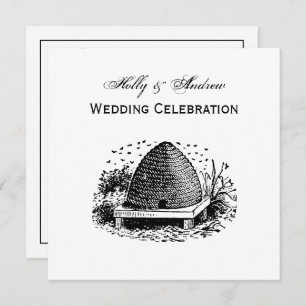 Bee Hive and Bees #1 Heraldic Vintage Invitation