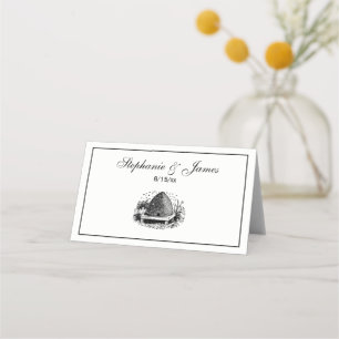 Bee Hive and Bees #1 Heraldic Vintage Place Card