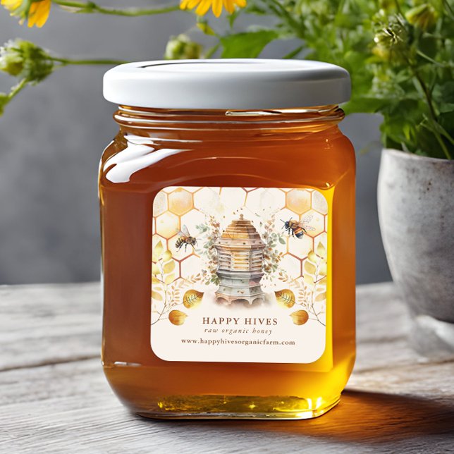 Bee Hive Beekeeper Watercolor  Square Sticker (Creator Uploaded)