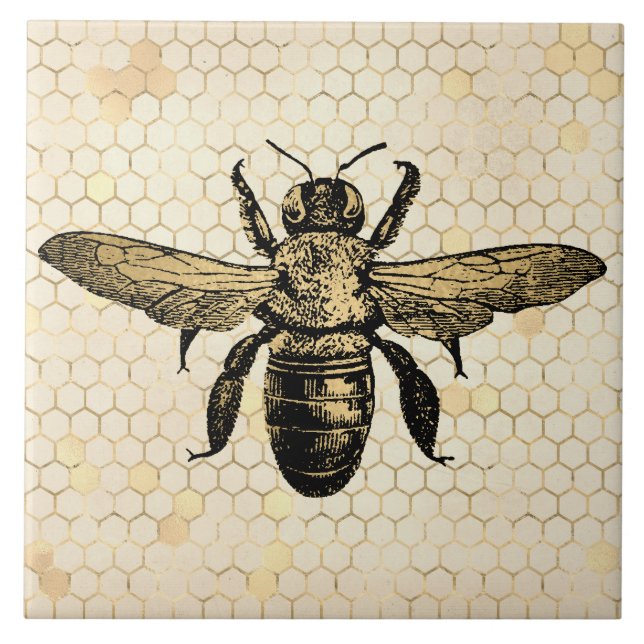 Bee Hive Rustic Gold Honeycomb Ceramic Tile (Front)