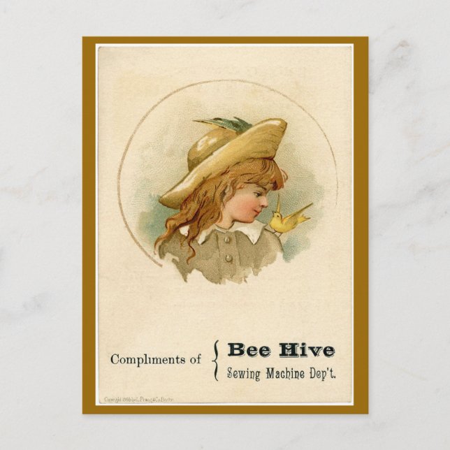 Bee Hive Sewing Machine Ad Postcard (Front)