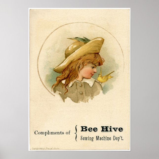 Bee Hive Sewing Machine Ad Poster (Front)