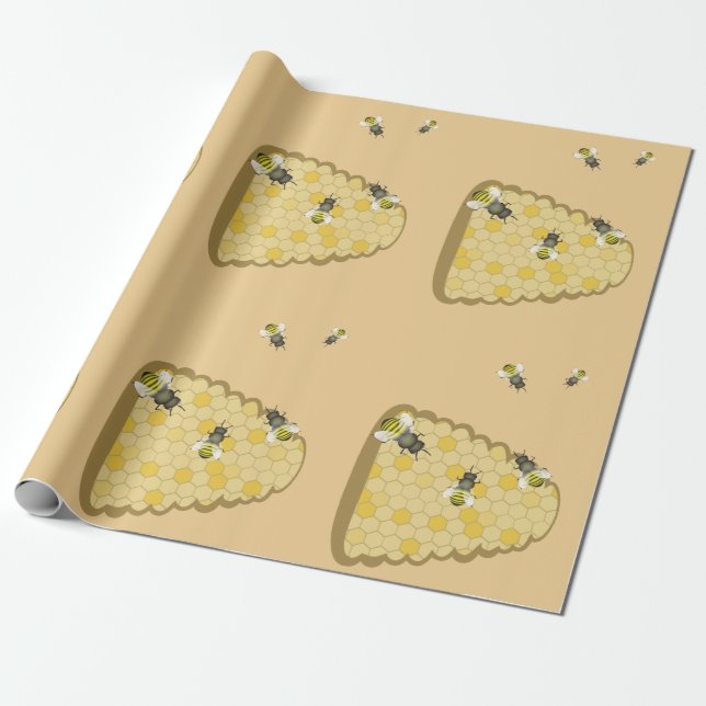 Bee Hive Wrapping Paper (Unrolled)