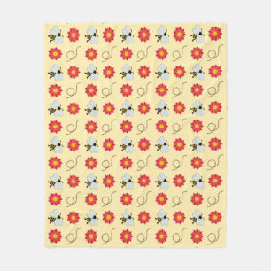 Bee Honey And Flower Fleece Blanket
