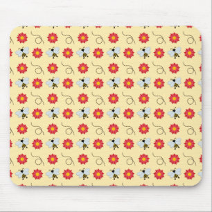 Bee Honey And Flower Mouse Pad