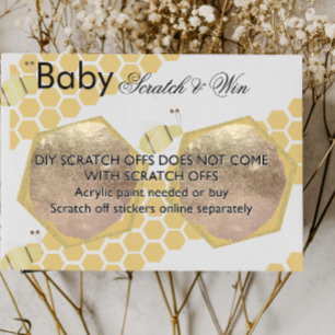Bee Honey Baby Shower Game DIY Scratch Card