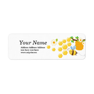 bee, honey bee, honey comb , Bumble bee Return Address Label