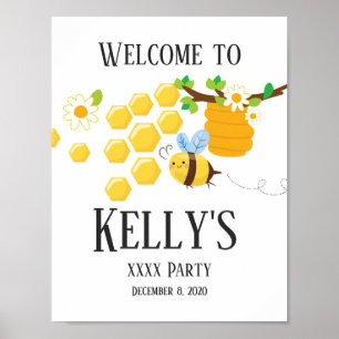 bee, honey bee, honey comb , Bumble bee welcome Poster